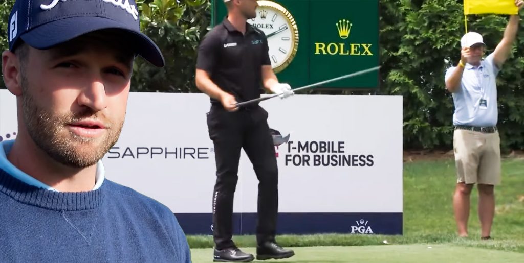 Wyndham Clarke, foto: Titleist, CC BY 3.0 och PGA Tour - kollage av golflivet